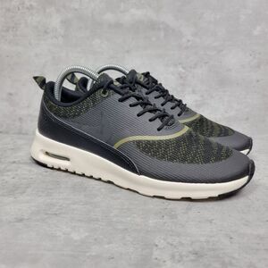 Nike Womens Running Shoes Size 9 Black Green‎ Air Max Thea Sneakers Gym Trainers
